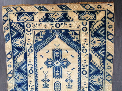 6.8 X 3.9 Rugs, Hand Made Rug, Oushak Rug, Rustic Rug,  BLUE Rug, Rug Runner, Turkish Rug, Farmhouse Rug, Vintage Rug, Wool rug