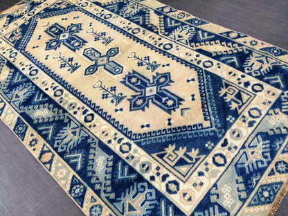 6.8 X 3.9 Rugs, Hand Made Rug, Oushak Rug, Rustic Rug,  BLUE Rug, Rug Runner, Turkish Rug, Farmhouse Rug, Vintage Rug, Wool rug