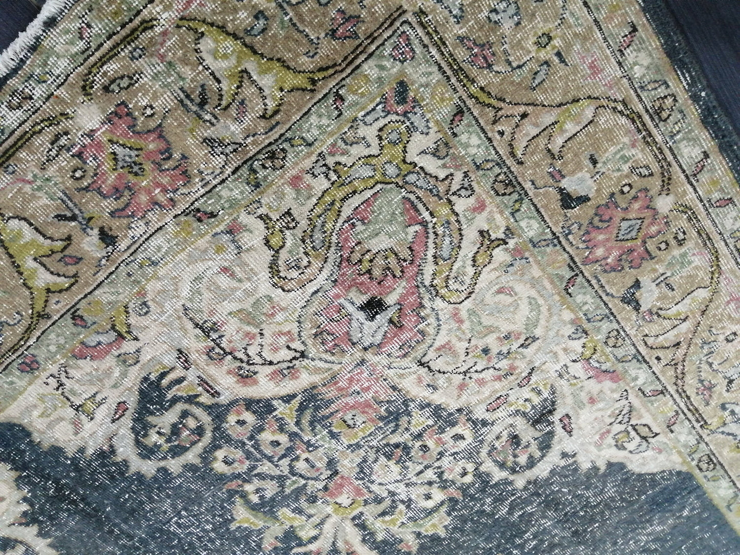 Muted OUSHAK RUG 9.6 x 6.8 Vintage Rug Wool Oushak Rug Hand Made Rugs Vintage Turkish Rug