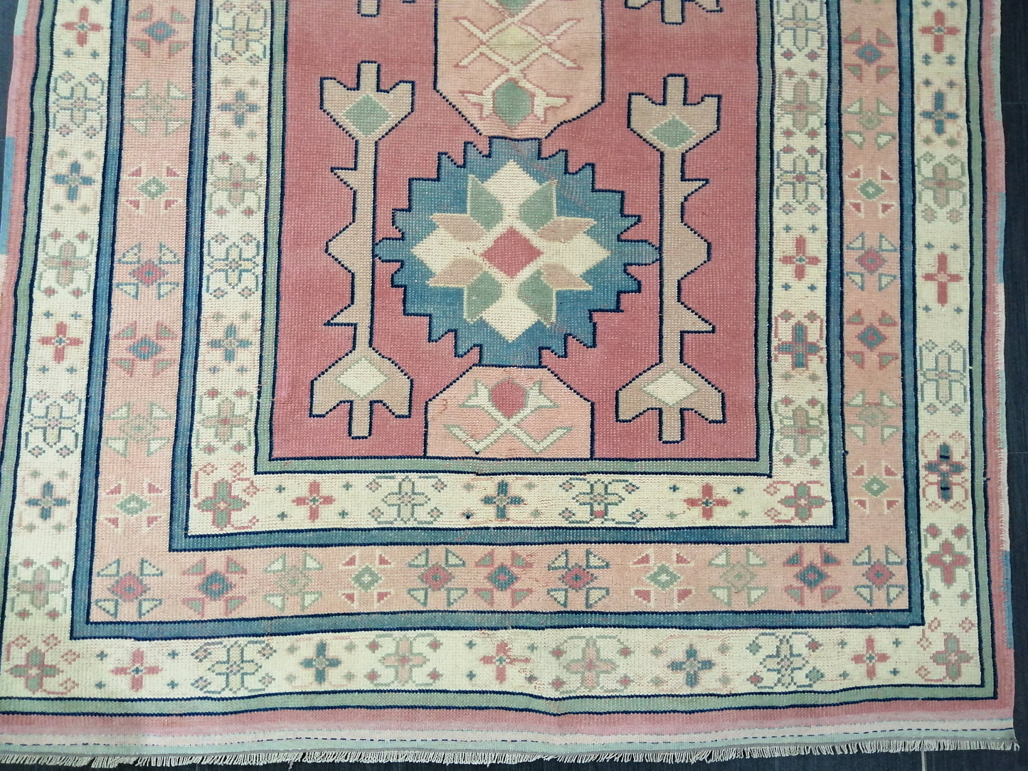 Pink OUSHAK RUG  6.2 x 4.3 Vintage Oushak Rug Vintage Rug Wool Oushak Rug Hand Made Rugs Vintage Turkish Rug
