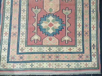 Pink OUSHAK RUG  6.2 x 4.3 Vintage Oushak Rug Vintage Rug Wool Oushak Rug Hand Made Rugs Vintage Turkish Rug