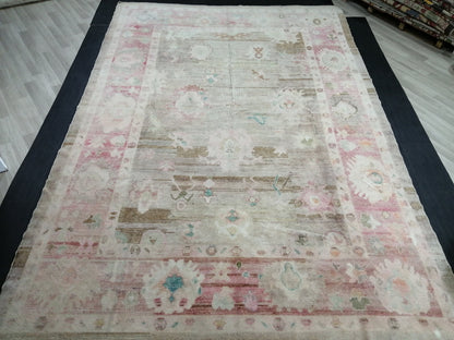 9x13 Muted Large OUSHAK RUG, TURKISH Oushak Rug, Vintage Oushak  Rug, Wool Oushak Rug Hand Made Rugs, Made In Turkey Oushak Rug