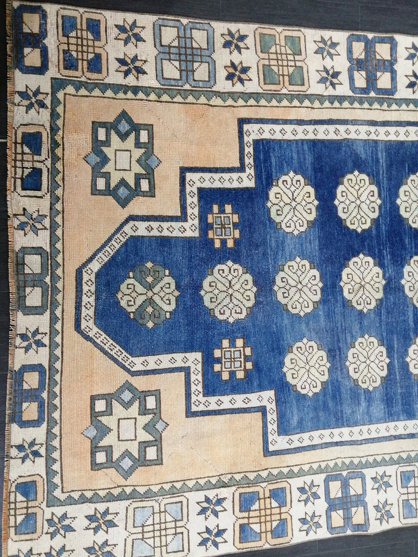 Blue Rug 8.2 x 5.8 Vintage Oriental Rug, Oushak Rug, Rustic Rug, Bohemian Rug Turkish Rug, Farmhouse Rug, Vintage Rug, Wool rug Oriental Rug