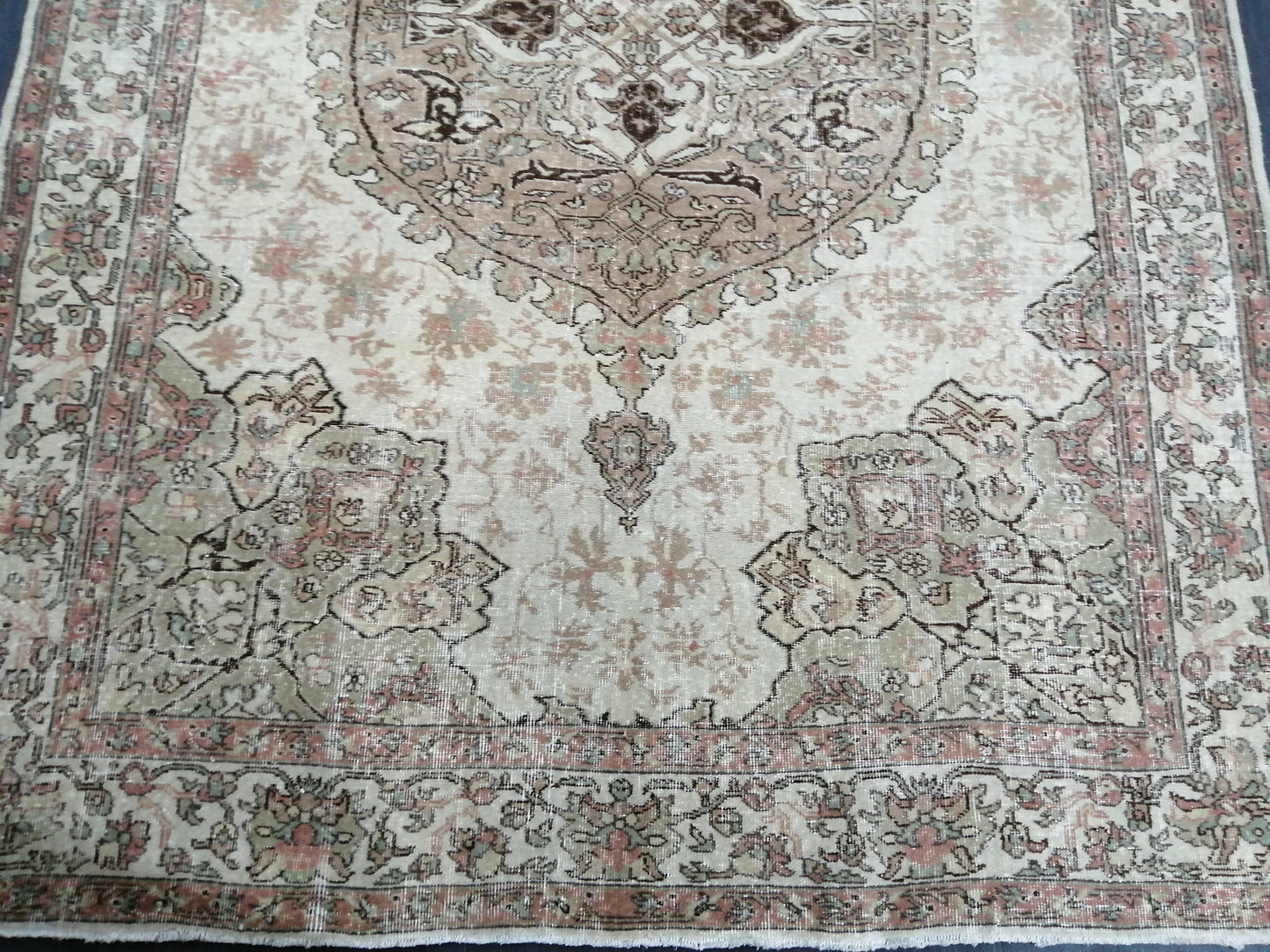 Muted Vintage Rug 6.9 x 9.8 Oushak Rug Vintage Wool Oushak Rug Hand Made Rugs Vintage Turkish Rug