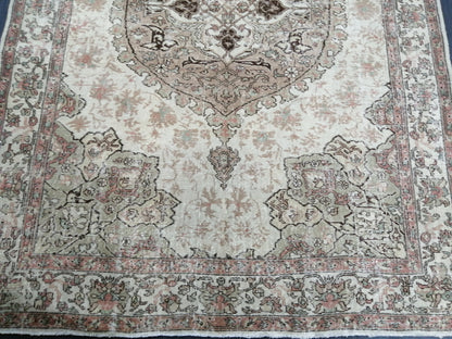 Muted Vintage Rug 6.9 x 9.8 Oushak Rug Vintage Wool Oushak Rug Hand Made Rugs Vintage Turkish Rug