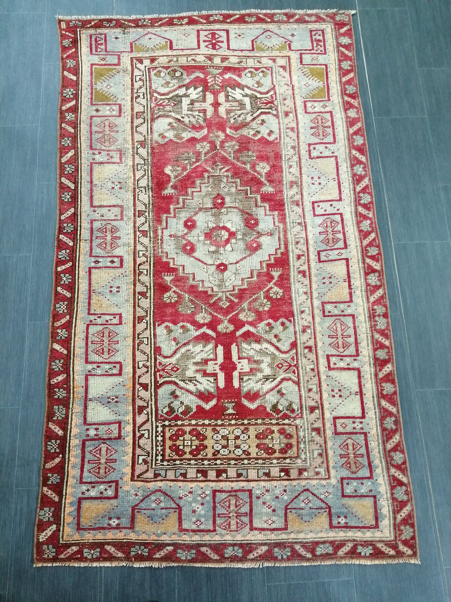 Antique Oriental RUG 3.5 x 6.3 TURKISH Oushak Rug Vintage Wool Rug Hand Made Rugs Vintage Rug