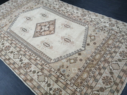 Neutral Rugs, 5.2 X 9 ft Vintage Rug Muted Oushak Rug, Rustic Rug, Turkish Rug, Farmhouse Rug, Wool rug