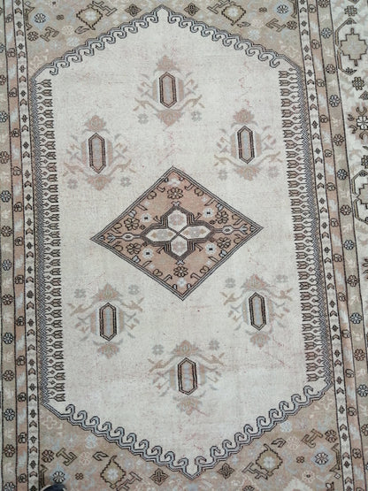 Neutral Rugs, 5.2 X 9 ft Vintage Rug Muted Oushak Rug, Rustic Rug, Turkish Rug, Farmhouse Rug, Wool rug