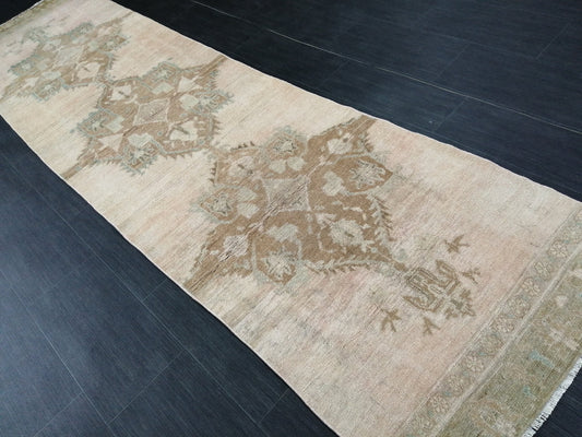Muted Vintage Runner Rug 2.7 x 10.4 Turkish Runner Rug Vintage Runner Rug Hallway Runner Rug Kitchen Runner Rug Wool Runner Wool Oushak Rug