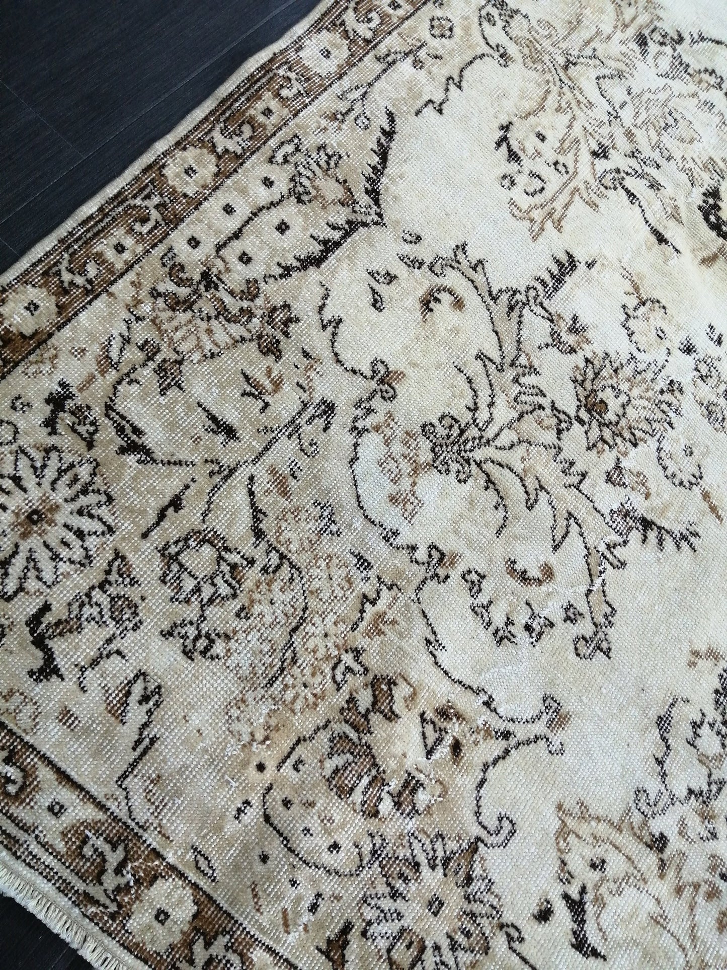 Neutral Rug 6.5 x 10.3 Hand Made Rug, Muted Oushak Rug, Rustic Rug, Boho Runner, Turkish Rug, Farmhouse Rug, Vintage Rug, Wool rug