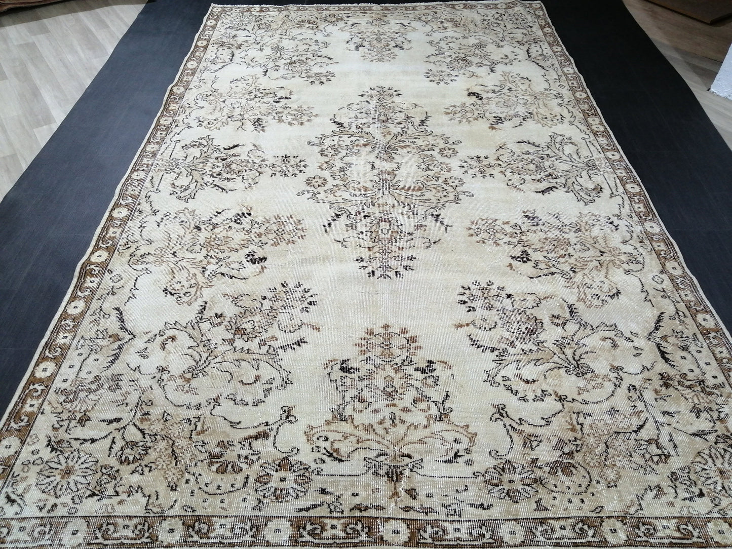 Neutral Rug 6.5 x 10.3 Hand Made Rug, Muted Oushak Rug, Rustic Rug, Boho Runner, Turkish Rug, Farmhouse Rug, Vintage Rug, Wool rug