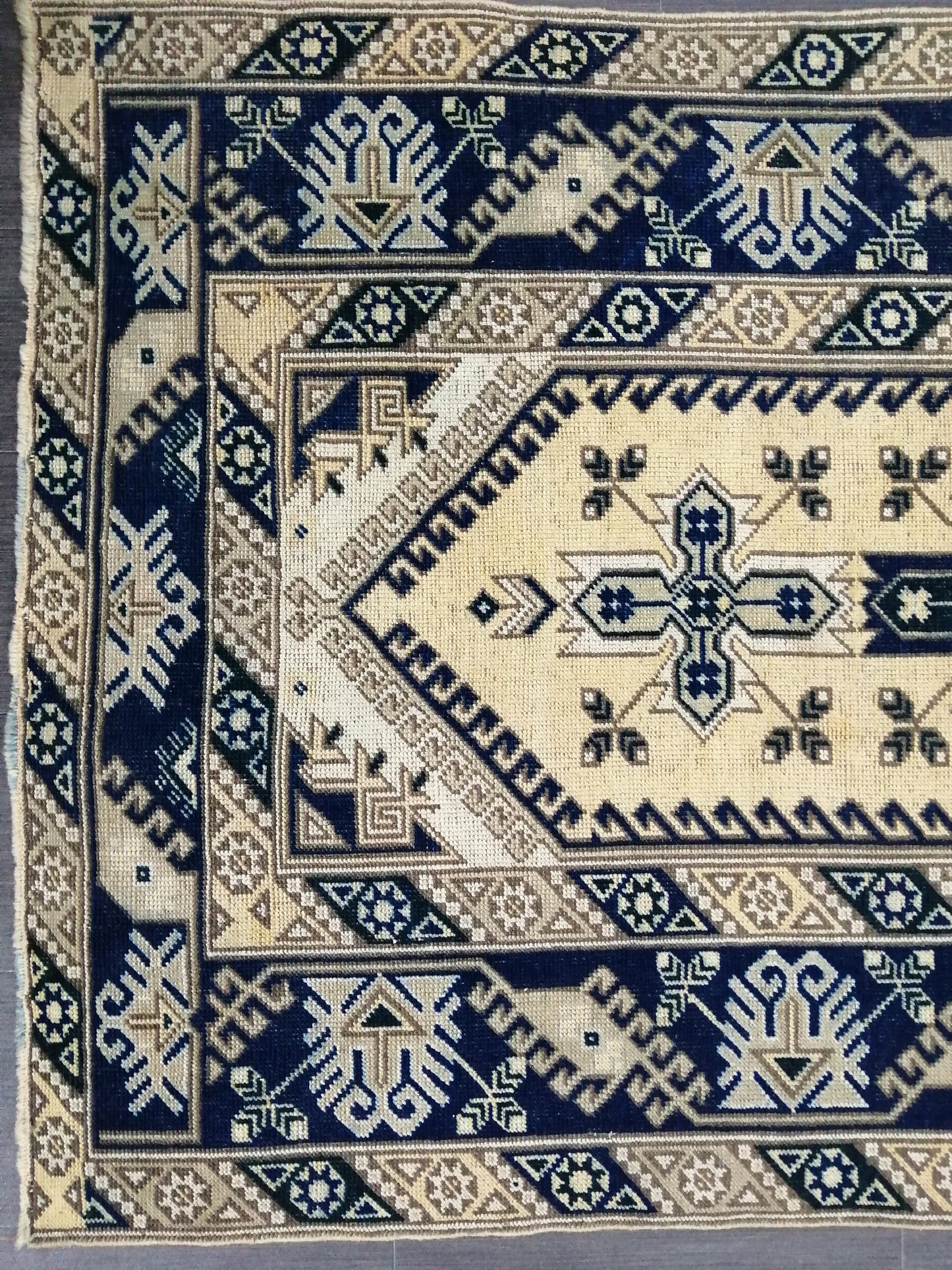 Navy Vintage Rugs  6.2 x 3.9 TURKISH HAND MADE Rugs   Vintage Turkish Rugs   Oushak Rug Turkish Oushak Rug, Vintage Oushak Rug, Wool Rug