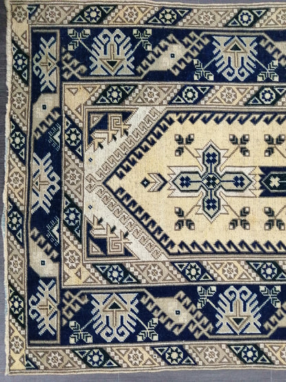 Navy Vintage Rugs  6.2 x 3.9 TURKISH HAND MADE Rugs   Vintage Turkish Rugs   Oushak Rug Turkish Oushak Rug, Vintage Oushak Rug, Wool Rug