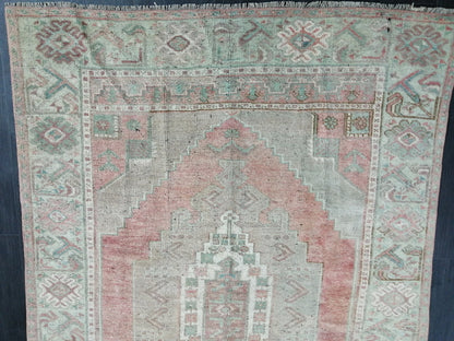 Muted Vintage Runner Rug 10.3 x 4.7  Hallway Runner Rug Kitchen Runner Rug Wool Runner Rug Wool Oushak Runner