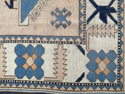 Blue Wool Rugs 6.8 x 10 Vintage Hand Made Rug, Oushak Rug, Turkish Rug, Farmhouse Rug Vintage Rug, Wool rug Oriental Rug 7x10 rug