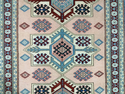 Muted Pink and Blue Wool RUG 5.8 x 3.9 Vintage Oushak Rug Vintage Rug Wool Oushak Rug Hand Made Rugs Vintage Turkish Rug