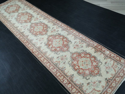 Distressed Oushak Runner 11.9 x 3 Muted  Vintage Runner Rug Hallway Runner Rug Kitchen Runner Rug Wool Runner Rug Wool Oushak Rug