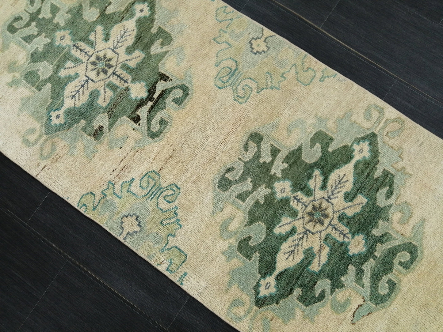 Muted Oushak Runner Rug 10.9 x 2.4 Vintage Runner Rug Hallway Runner Rug Kitchen Runner Rug Wool Runner Rug Wool Oushak Rug