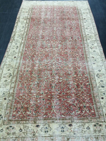 Knotted Rugs, 6.7 x 3.7 Hand Made Rug, WOOL Oushak Rug, Rustic Rug, BohO Rug, Rug Runner, Turkish Rug, Farmhouse Rug, Vintage Rug, Wool rug
