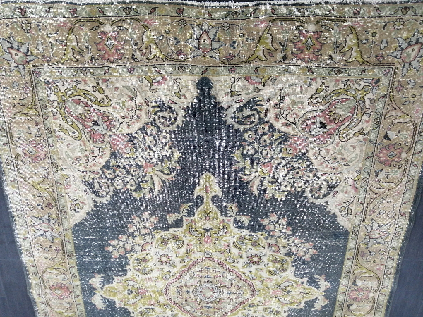 Muted OUSHAK RUG 9.6 x 6.8 Vintage Rug Wool Oushak Rug Hand Made Rugs Vintage Turkish Rug