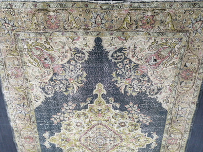 Muted OUSHAK RUG 9.6 x 6.8 Vintage Rug Wool Oushak Rug Hand Made Rugs Vintage Turkish Rug