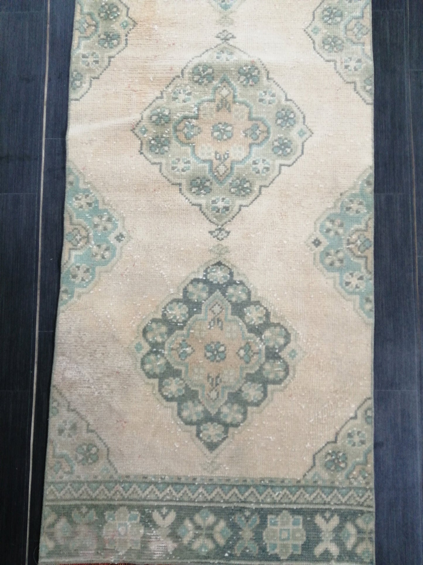 Muted Oushak Runner Rug 10.7 x 2.6 Muted Vintage Runner Rug Hallway Runner Rug Kitchen Runner Rug Wool Runner Rug Wool Oushak Rug