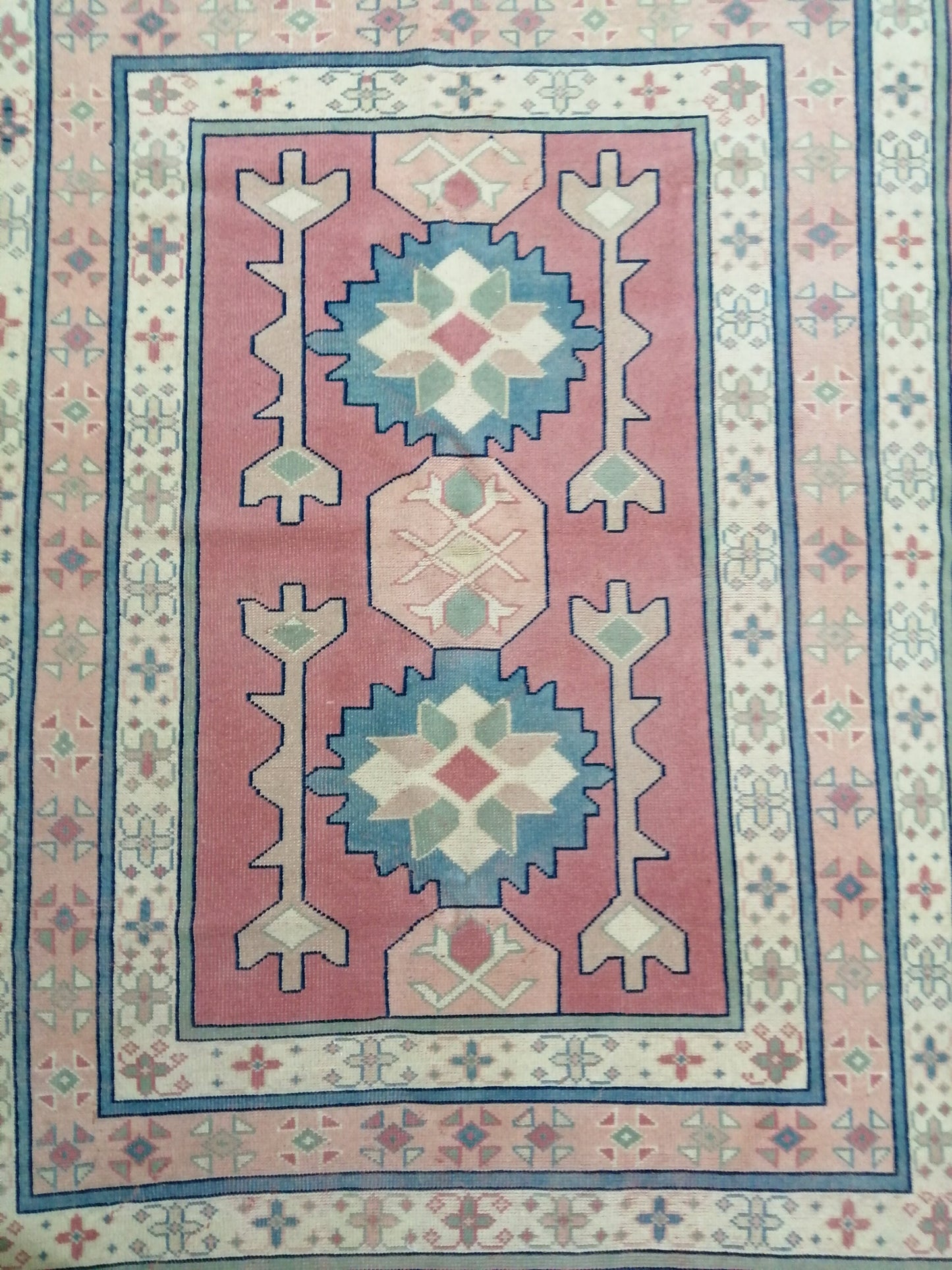 Pink OUSHAK RUG  6.2 x 4.3 Vintage Oushak Rug Vintage Rug Wool Oushak Rug Hand Made Rugs Vintage Turkish Rug