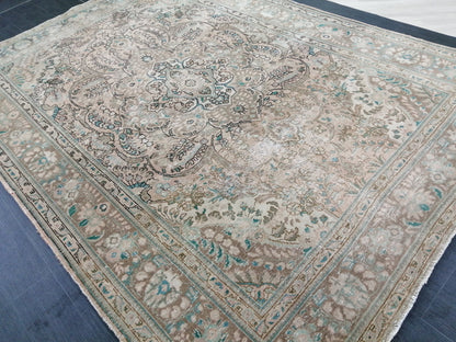 Vintage Handmade Persian Rug 6.5 x 9.6 Vintage Oriental Rugs  MUTED Vintage Persian Rug Living room Rug, Vintage Oushak Rug, Wool Rug