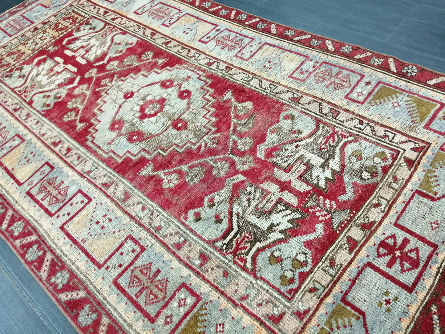 Antique Oriental RUG 3.5 x 6.3 TURKISH Oushak Rug Vintage Wool Rug Hand Made Rugs Vintage Rug