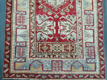 Antique Oriental RUG 3.5 x 6.3 TURKISH Oushak Rug Vintage Wool Rug Hand Made Rugs Vintage Rug