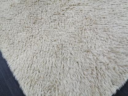 5x8 Rug Vintage Shaggy Rug Neutral Wool Rug solid No Dye Shaggy Rug  Plain Hand Made Rug , Neutral Rug Hand Knotted Rug