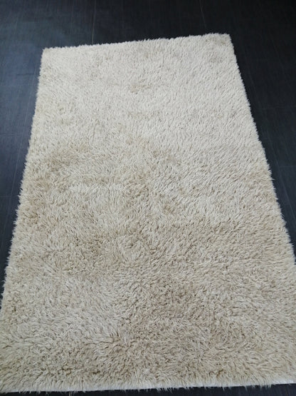 5x8 Rug Vintage Shaggy Rug Neutral Wool Rug solid No Dye Shaggy Rug  Plain Hand Made Rug , Neutral Rug Hand Knotted Rug