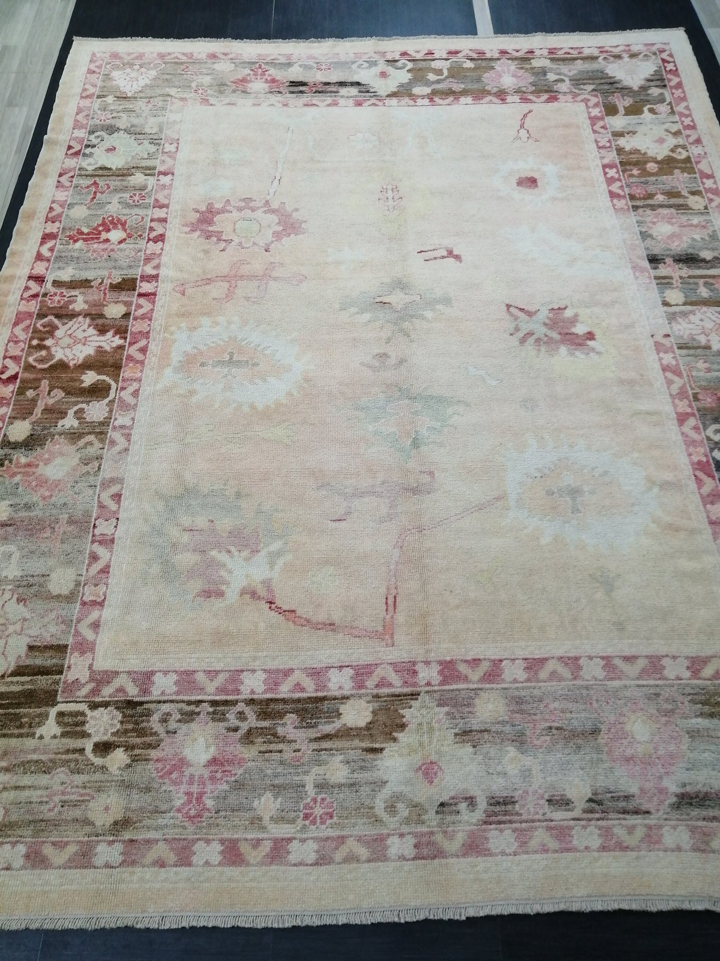 Vintage OUSHAK RUG, 11.6 x 9.3 ft TURKISH Oushak Rug, Vintage Oushak Rug Wool Oushak Rug Hand Made Rugs, Authentic Oushak Rug