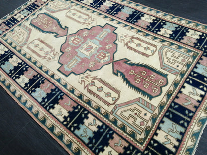 OUSHAK RUG Vintage 6.7 x 4.4 Oriental Rug High Pile Rug TURKISH Oushak Rug Vintage Wool Oushak Rug Hand Made Rugs Vintage Turkish Rug