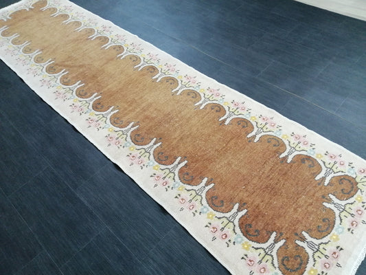 Oushak Runner Rug 2.6 x 10.5 Turkish Runner Rug Vintage Runner Rug Hallway Runner Rug Kitchen Runner Rug Antique Runner Oriental Runner Rug