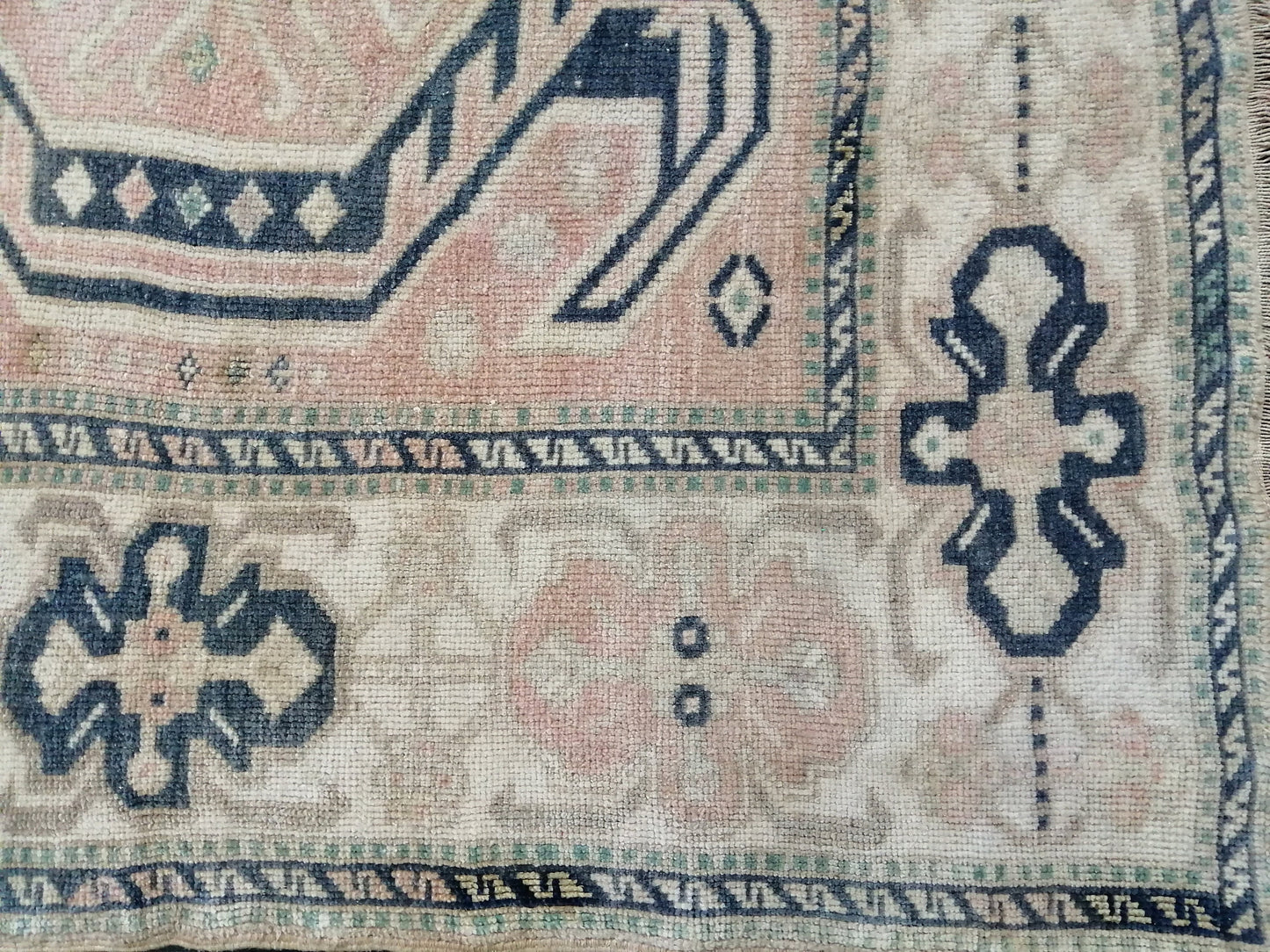 Muted OUSHAK RUG 4.6 x  7.2 TURKISH Rug Vintage Rug Wool Rug Hand Made Rug