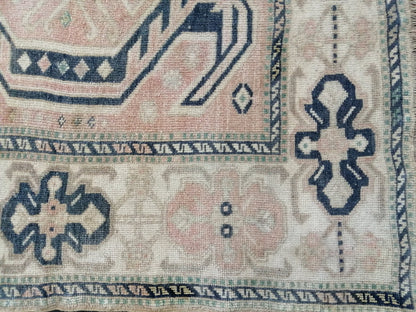 Muted OUSHAK RUG 4.6 x  7.2 TURKISH Rug Vintage Rug Wool Rug Hand Made Rug