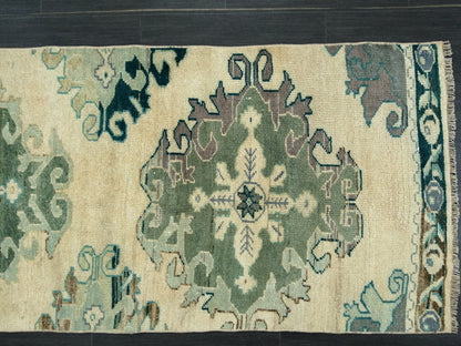 Muted Oushak Runner Rug 10.9 x 2.4 Vintage Runner Rug Hallway Runner Rug Kitchen Runner Rug Wool Runner Rug Wool Oushak Rug