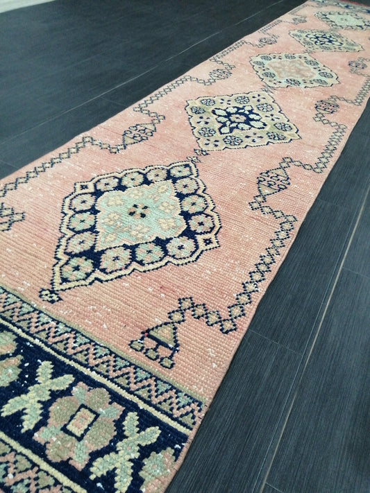 Oushak Runner Rug 2.3 x 11.7  Muted Vintage Runner Rug Hallway Runner Rug Kitchen Runner Rug Wool Runner Rug Wool Oushak Rug