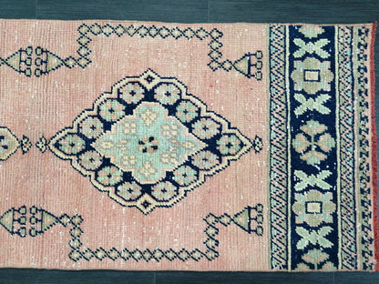 Oushak Runner Rug 2.3 x 11.7  Muted Vintage Runner Rug Hallway Runner Rug Kitchen Runner Rug Wool Runner Rug Wool Oushak Rug