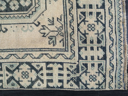 Muted Oushak Runner Rug 11.5 x 3.7 Vintage Turkish Runner Rug Muted Vintage Runner Rug Hallway Runner Rug Kitchen Runner Rug Wool Runner