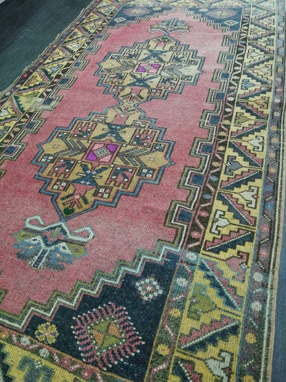 Vintage Rugs 4 x 7.4 TURKISH HAND MADE Rugs Vintage Turkish Rugs   Oushak Rug Turkish Oushak Rug, Vintage Oushak Rug, Wool Rug