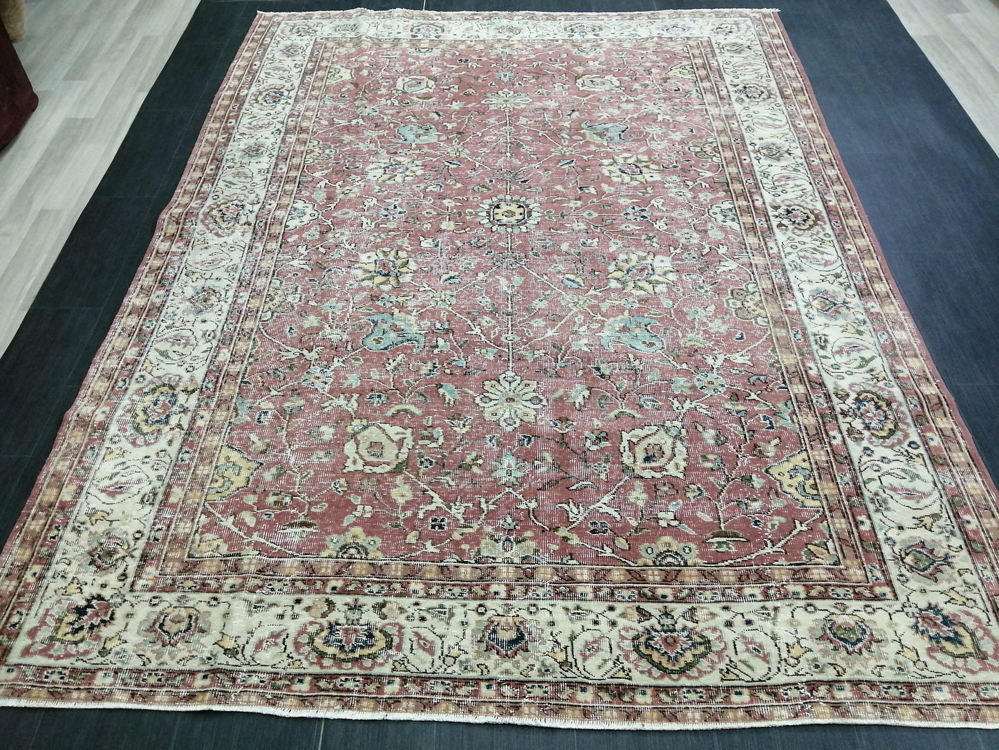 Hand Made Rug, 6.8 x 9 Oushak Rug, Rustic Rug, Turkish Rug, Farmhouse Rug, Vintage Rug, Wool rug