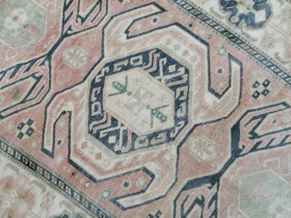 Muted OUSHAK RUG 4.6 x  7.2 TURKISH Rug Vintage Rug Wool Rug Hand Made Rug