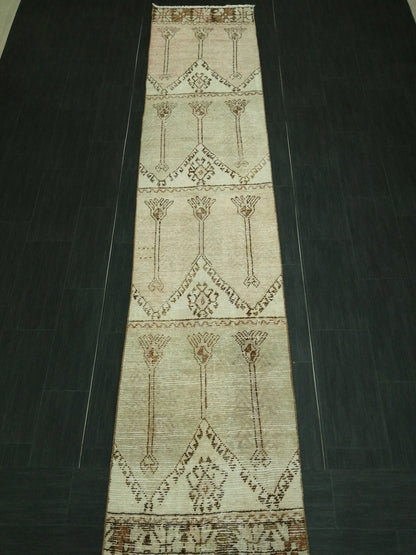 MUTED Oushak Runner Rug 2.4 x  11.6 Vintage Runner Rug Hallway Runner Rug Kitchen Runner Rug Wool Runner Rug Wool Oushak Turkish Runner Rug