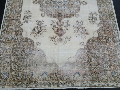 Vintage Rugs TURKISH HAND MADE Rugs   Vintage Turkish Rugs   Orienta Rug 7 x 10.4 Traditional Rug,  Vintage Persian Rug, Wool Rug