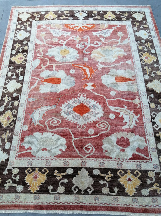 OUSHAK RUG, 8.9 x 11.6 Large Area Oushak rugs, Vintage Oushak Rug Wool Oushak Rug Hand Made Rugs, Authentic Oushak Rug 9x12 vintage Rug