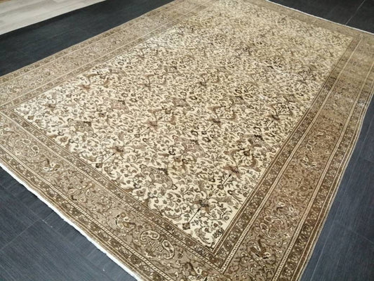 Quality Neutral Rug 6.2 x 9.5 HAND MADE Rug Neutral Vintage Turkish Rug Oushak Rug Turkish Neutral Rug, Oriental Rug, Wool large Neutral Rug