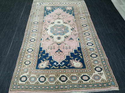 Pink and Blue Rugs, 6.4 x 3.7 Hand Made Rug, Oushak Rug, Rustic Rug, Bohemian Rug, Turkish Rug, Farmhouse Rug, Vintage Rug, Wool rug