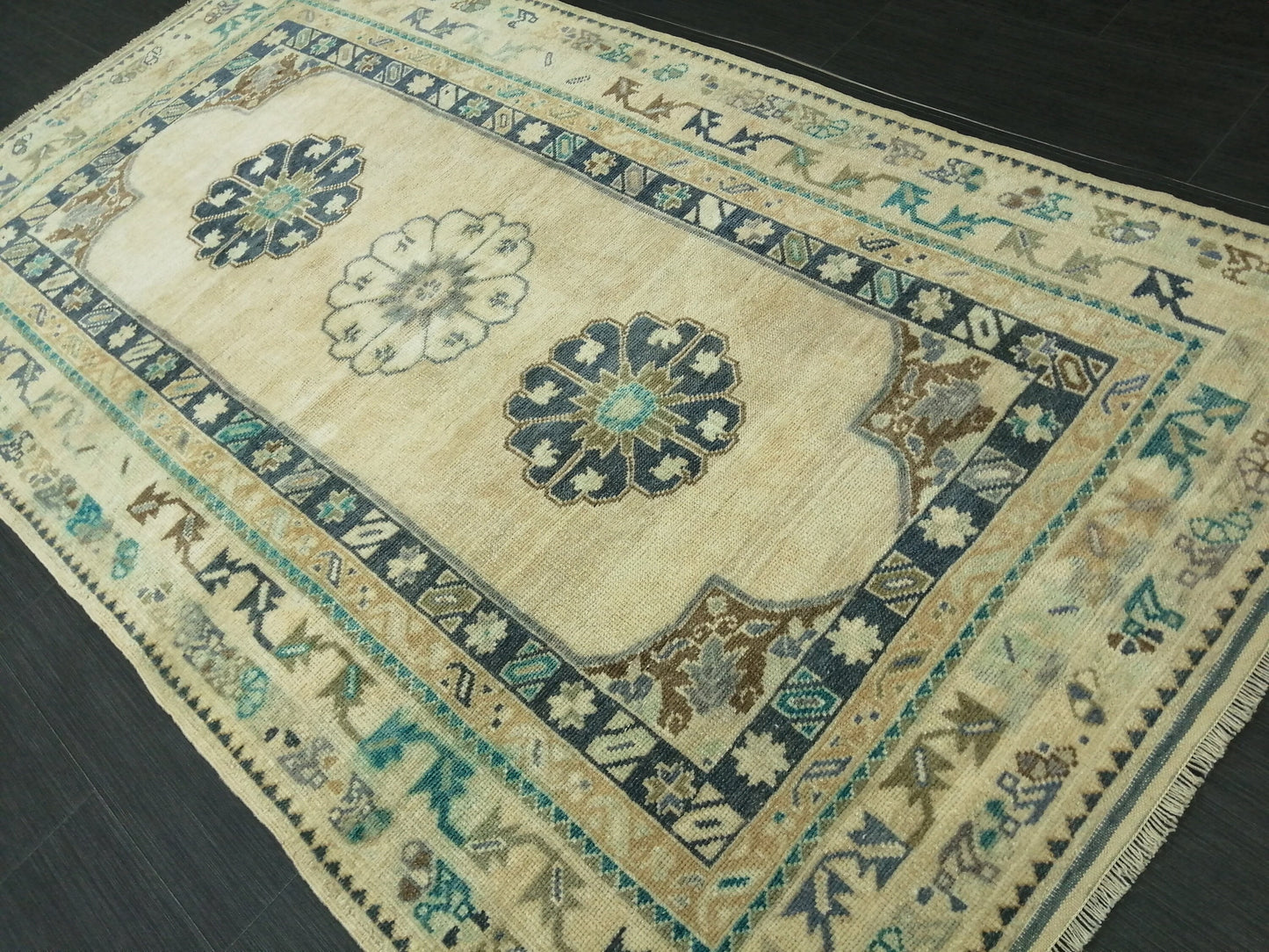 OUSHAK RUG 6.4 x 3.5 Vintage Rugs Wool Oushak Rug Hand Made Rugs Vintage Turkish Rug